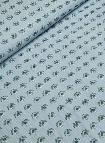 little darling blauw vintage bloemetjes - mousseline