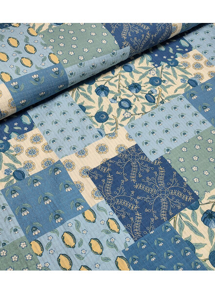 little darling blauw patch print - mousseline