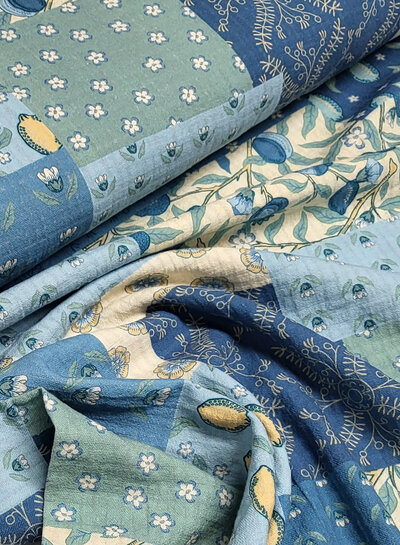 little darling blauw patch print - mousseline