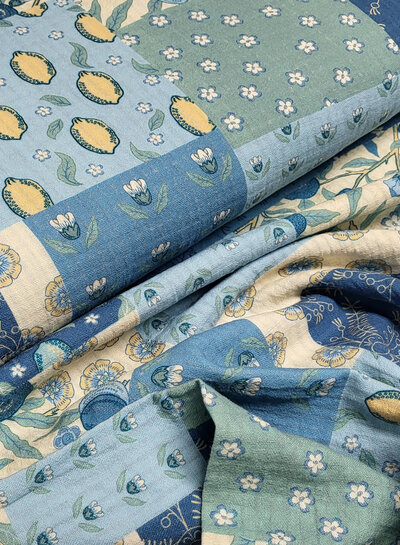 little darling blauw patch print - mousseline