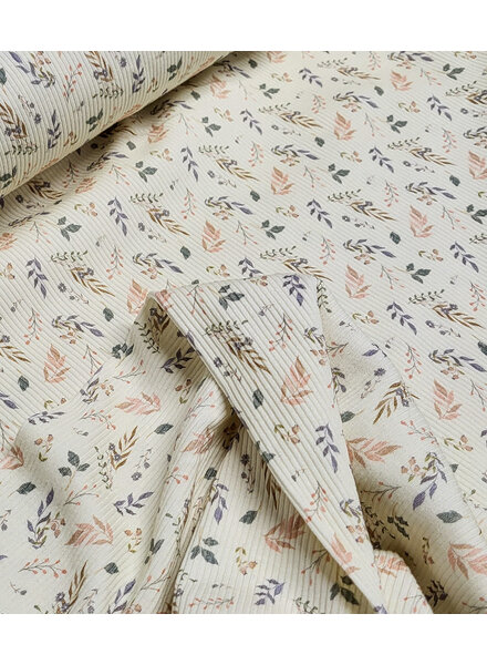 soft vanilla flowers - rib knit