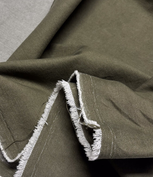 True Denim by M. comfort stretch denim - khaki groen 8 oz