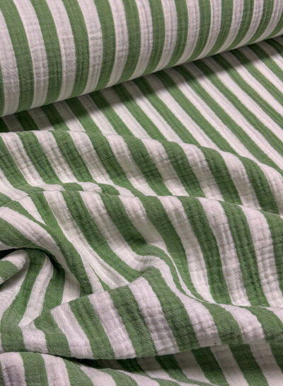 groene strepen - double gauze / tetra