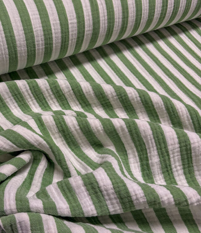groene strepen - double gauze / tetra