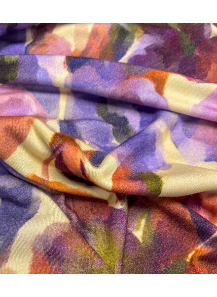 A la Ville purple flowers watercolor - fine wool touch viscose jersey - beautiful knit - Italian made