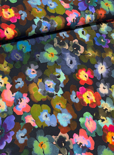 A la Ville colorful flowers - beautiful Italian woven viscose