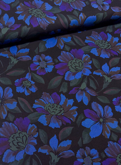 A la Ville flowers by night - beautiful Italian woven viscose