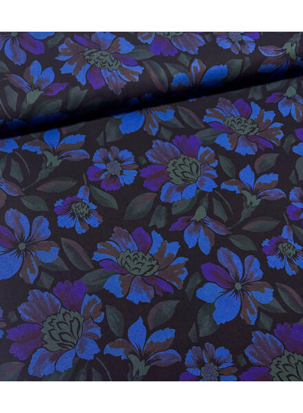 A la Ville flowers by night - beautiful Italian woven viscose