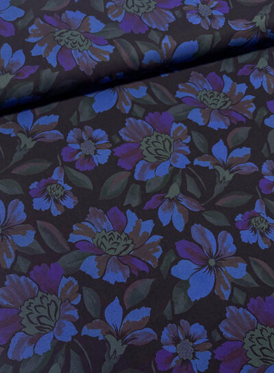 A la Ville flowers by night - prachtige Italiaanse geweven viscose