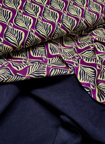 A la Ville midnight orchid leaf - viscose
