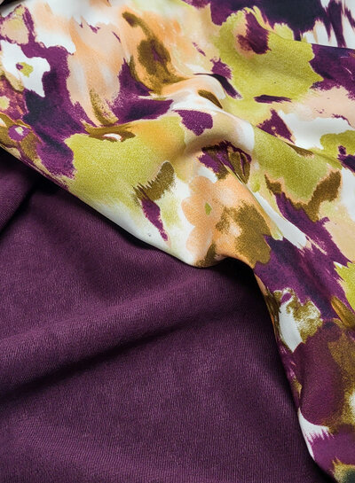 A la Ville mauve wine (aubergine) - beautiful velvet with twill binding