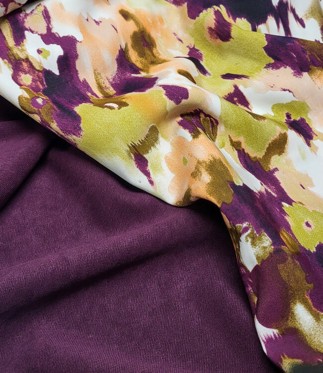 A la Ville mauve wine (aubergine) - prachtige velours met  twill binding
