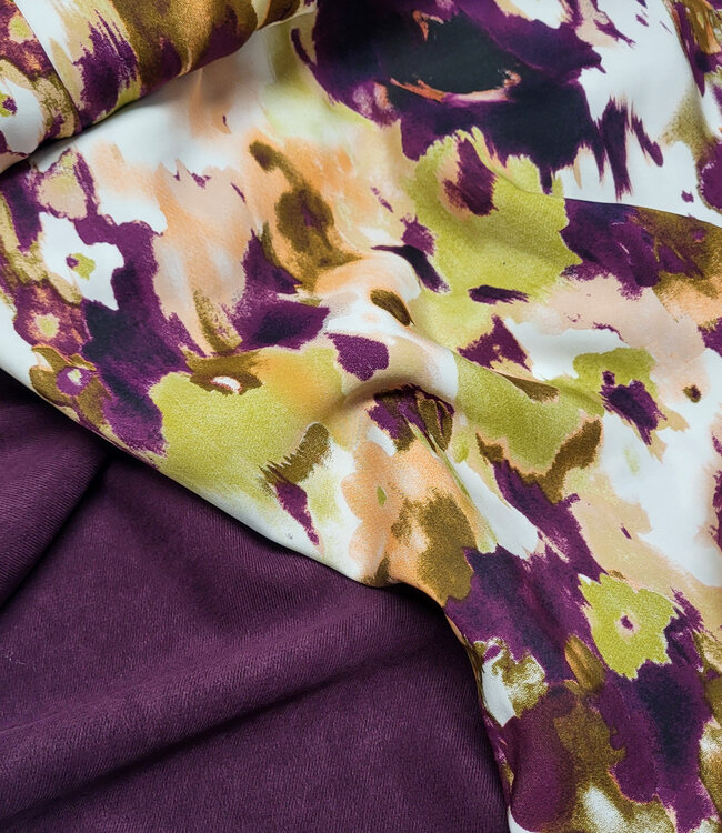 A la Ville mauve wine (aubergine) - prachtige velours met  twill binding