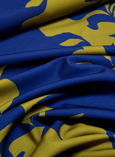 A la Ville moss green and midnight blue - beautiful woven fabric - Knipmode