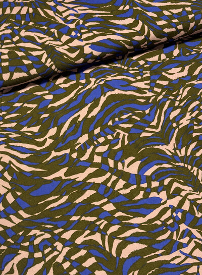 khaki and cobalt blue - soft modal weave