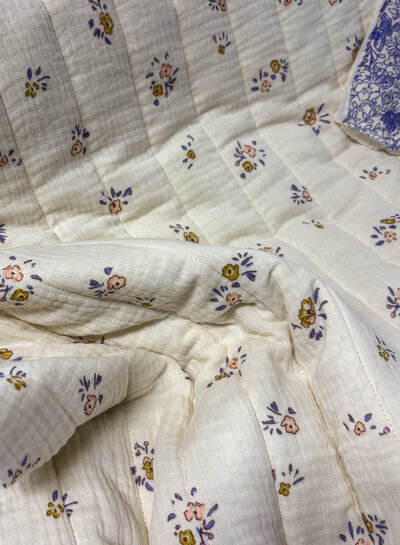ecru floral -double face - quilted tetra / double gauze