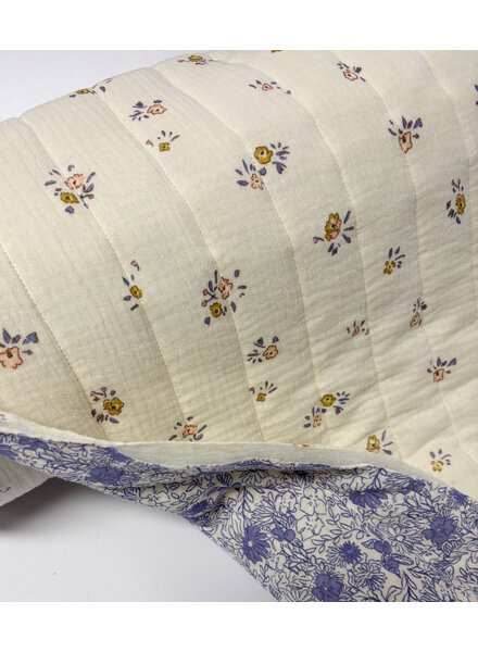 ecru floral -double face - quilted tetra / double gauze