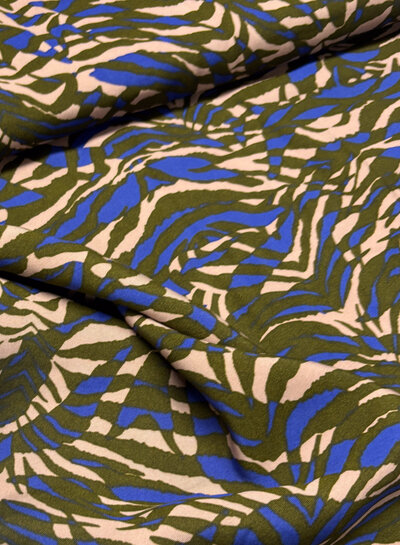 khaki and cobalt blue - soft modal weave