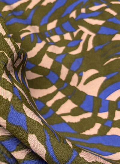 khaki and cobalt blue - soft modal weave