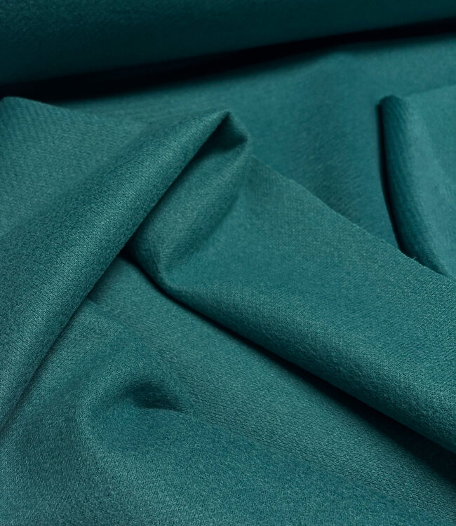 A la Ville emeraldgroen diagonaal wool touch  - prachtige  mantelstof