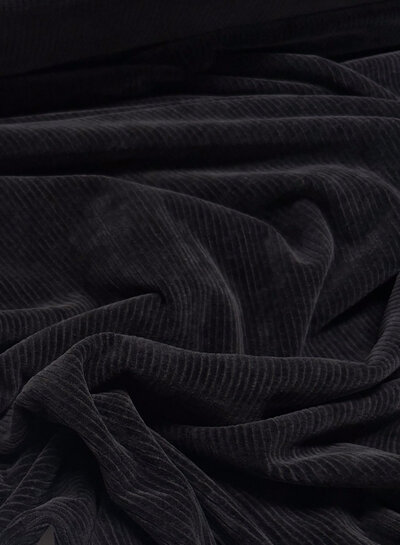 Swafing zwart - rekbare corduroy