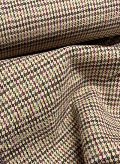 A la Ville pieds de poule aubergine and khaki - beautiful double face fabric