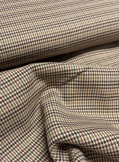 A la Ville pieds de poule aubergine and khaki - beautiful double face fabric