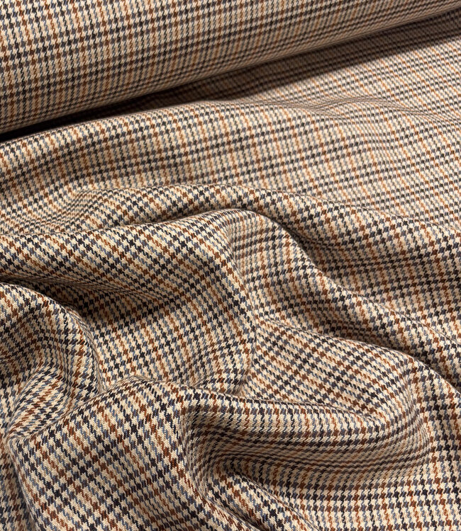 A la Ville pieds de poule cognac en blauw - prachtige double face stof