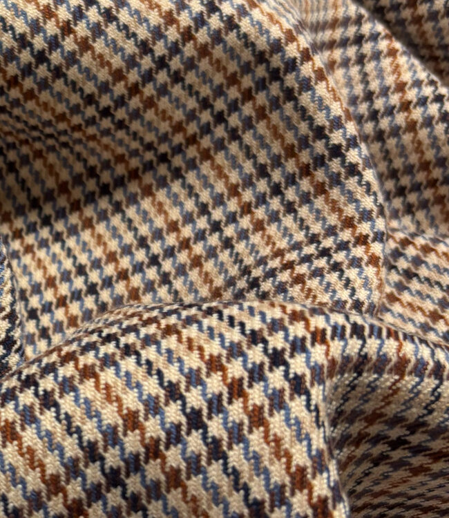 A la Ville pieds de poule cognac en blauw - prachtige double face stof