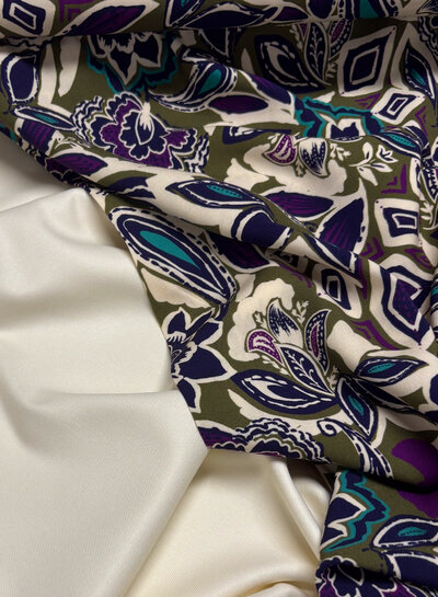 white - woven bamboo - recycled, very soft fabric and no wrinkles