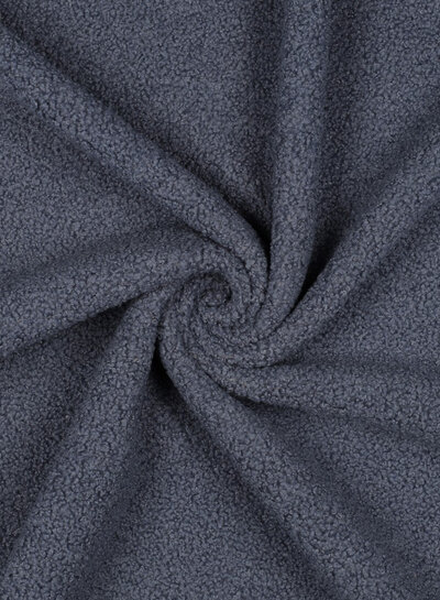 Jeansblauw - teddy boucle double face met fleece