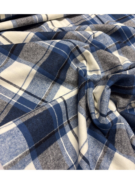 Indigo blauw squares - flanel katoen