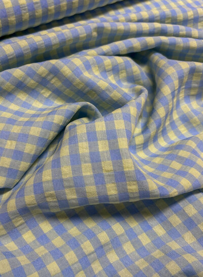 blue/lime gingham check - seersucker