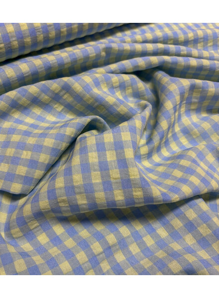 blue/lime gingham check - seersucker