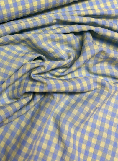 blue/lime gingham check - seersucker
