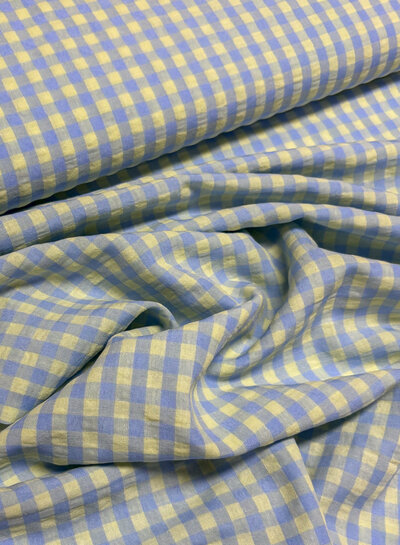 blue/lime gingham check - seersucker