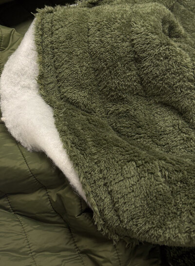 stepper khaki - fleece on the inside - double-faced - quilted