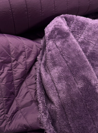 stepper aubergine - fleece aan de binnenkant - double face - gematelasseerd