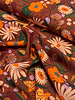 autumn flowers on chestnut brown - woven viscose