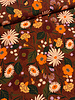 autumn flowers on chestnut brown - woven viscose