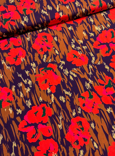 red flowers and autumn vibes - geweven viscose