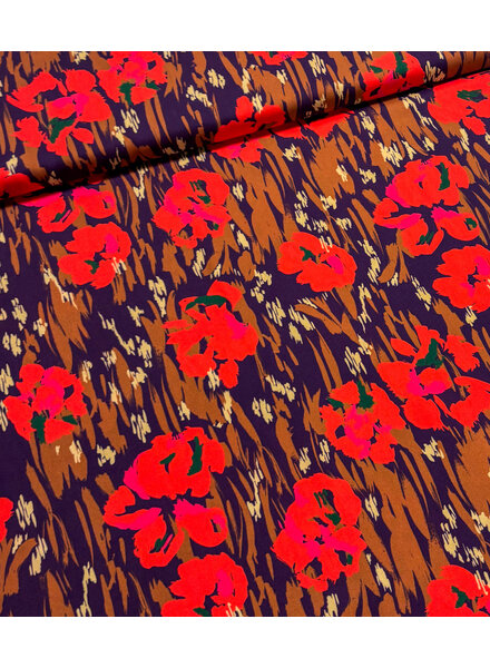 red flowers and autumn vibes - geweven viscose