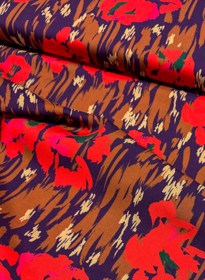 red flowers and autumn vibes - geweven viscose