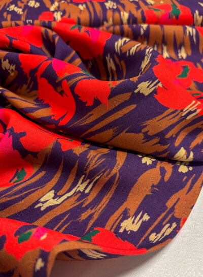 red flowers and autumn vibes - woven viscose