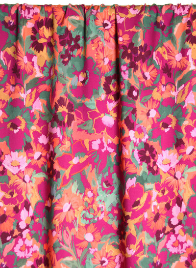 Atelier Jupe fuchsia and green flowers - viscose