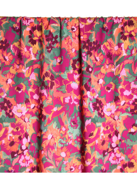 Atelier Jupe fuchsia en groene bloemen - viscose