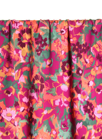 Atelier Jupe fuchsia and green flowers - viscose