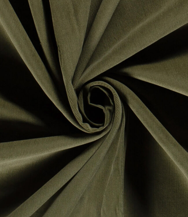 khaki needle ribfluweel - fijne corduroy