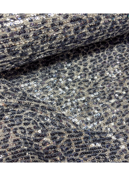 blue sequins on leopard mesh - beautiful quality