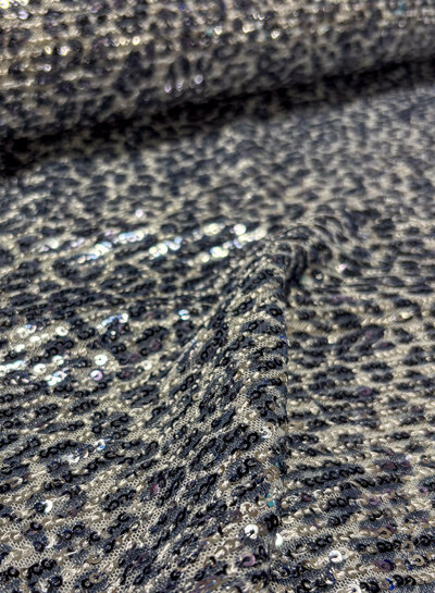 blue sequins on leopard mesh - beautiful quality